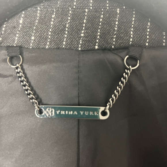 NEW Trina Turk Dark Gray Pinstripe 2-Button Single Breasted Blazer Classic Sz 12 - Picture 6 of 9